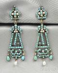 Antique Pavset Turquoise Earpendants