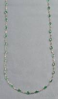 18kt White Gold Emerald and Diamond Necklace
