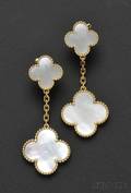 18kt Gold and Motherofpearl Alhambra Earpendants Van Cleef  Arpels