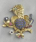 14kt Gold Gemset Figural PendantBrooch