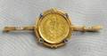 14kt Gold Gemset Saxony 5 Mark 1877 Gold Coin Brooch