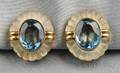 18kt Gold Blue Topaz and Rock Crystal Earclips Mings