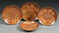 Four Large Redware Slipdecorated Plates