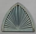 Greenpainted Arched Wooden Louvered Shutter
