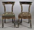 Pair of Painted and Carved Egyptian Revival Side Chairs