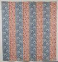 Red and Blue Copperplate Printed Pieced Cotton Quilt