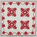 Red and White Cotton Appliqued Quilt