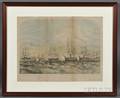 JH Buffords lithographer American ac 18451852 Bombardment of Forts Hatteras  Clark By the US Fleet
