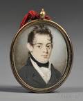 American School 19th Century Portrait Miniature of a Young Gentleman