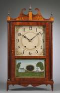 Mahogany Veneer Pillar and Scroll Clock