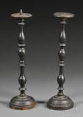 Pair of Turned Wooden Pricket Candleholders
