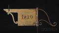 Painted Sheet and Wrought Iron 1819 Bannerette Weather Vane