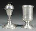 Pewter Chalice and Whale Oil Lamp