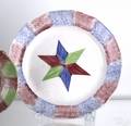 Red and blue rainbow paneled spatter plate