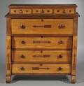 Classical Walnut and Tiger Maple and Burl Inlaid Bureau