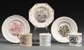 Six Transferdecorated Staffordshire Pottery Childrens Table Items