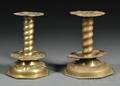 Two Repousse Brass Candlesticks