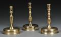 Three Early Dutch Brass Candlesticks