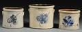 Three Cobalt Leafdecorated Stoneware Crocks