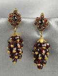 Antique Gold and Garnet Cluster Earpendants