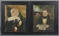 American School 19th Century Folk Portraits of Henry and Anna Bellinger Ehle of Chittenango Village New York c 1838