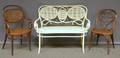 Whitepainted Art Nouveau Bentwood and Caned Settee and Two Thonet Bentwood and Caned Chairs