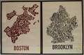 Two Framed Graphic Prints Boston and Brooklyn