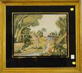 Giltwoodframed Silk Needlework Picture of St John the Baptist in a Landscape