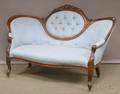 Victorian Upholstered Carved Walnut Settee