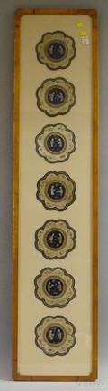 Seven Small Floral and Figural Embroidered Silk Medallions