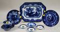 Nine Pieces of English Flow Blue Tableware