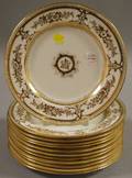 Set of Twelve Wedgwood Giltdecorated Porcelain Dinner Plates
