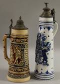 Two German Pewterlidded Ceramic Steins