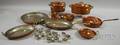 Eight Copper Kitchen Pots and Pans and Eleven Small Tin Cookie Cutters