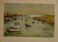 Maurice Buffet French 19092000 Lithograph View of a Harbor Inlet
