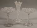 Hawkes Colorless Cut Glass Trumpet Vase and Two Cut Glass Compotes