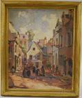 20th Century French School Oil on Board Village Scene