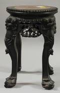 Small Chinese Export Marbleinset Carved Hardwood Stand