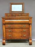 Empire Mahogany and Mahogany Veneer Bureau and Ogee Mirror