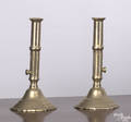 Pair of French brass pushup candlesticks ca 1790