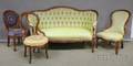 Four Pieces of Victorian Rococo Revival Upholstered Carved Walnut Parlor Furniture