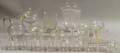 Nineteen Pressed and Etched Colorless Glass and Five Cut Glass Tableware Items