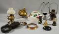 Six Assorted 19th Century Metal Kerosene and Oil Lighting Devices with Related Parts