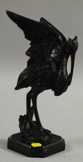 Blackpainted Bronze Bird Figure