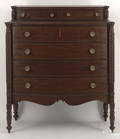 New England Federal mahogany veneered bowfront chest ca 1820