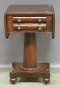Empire Mahogany and Mahogany Veneer Dropleaf Twodrawer Pedestalbase Work Table