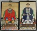 Two Framed Chinese Gouache on Paper Ancestral Portraits
