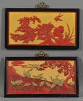 Pair of Cinnabar Lacquer Plaques