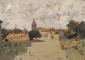 Luigi Loir French 18451916 Two Oil Sketches Artist Painting en Plein Air