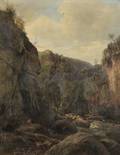 Joseph Antonio Hekking American 18301903 View of a Fisherman in a River Gorge